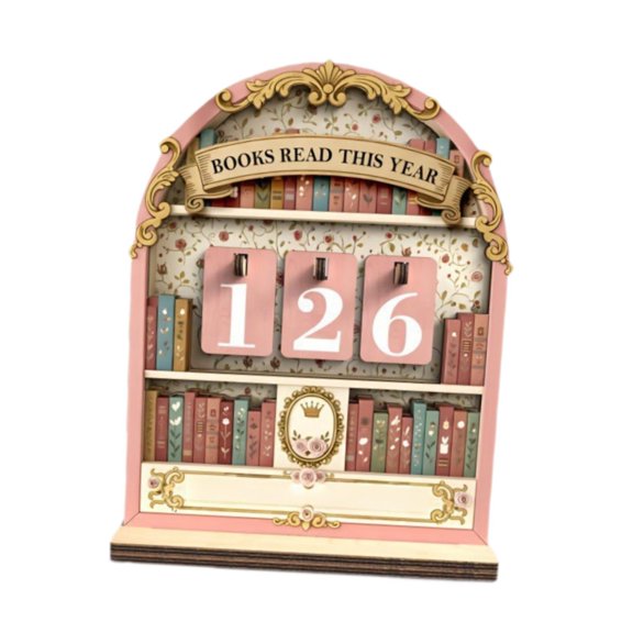 Contador de lectura Libros leídos este año para amantes de los libros Estantería de mesa Rosa