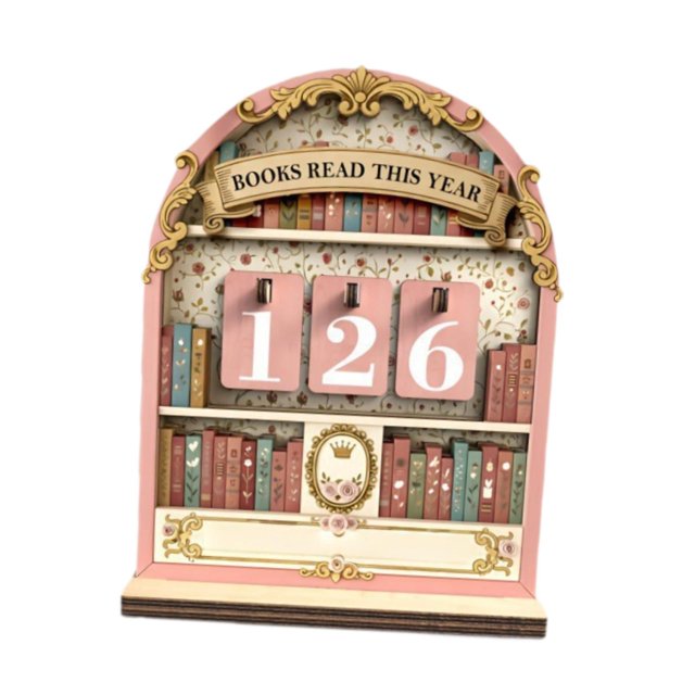 Contador de lectura Libros leídos este año para amantes de los libros Estantería de mesa Rosa