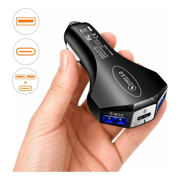 Cargador para Auto Celular Tablet y GPS 3 Puertos Carga Rápida 35 W USB C