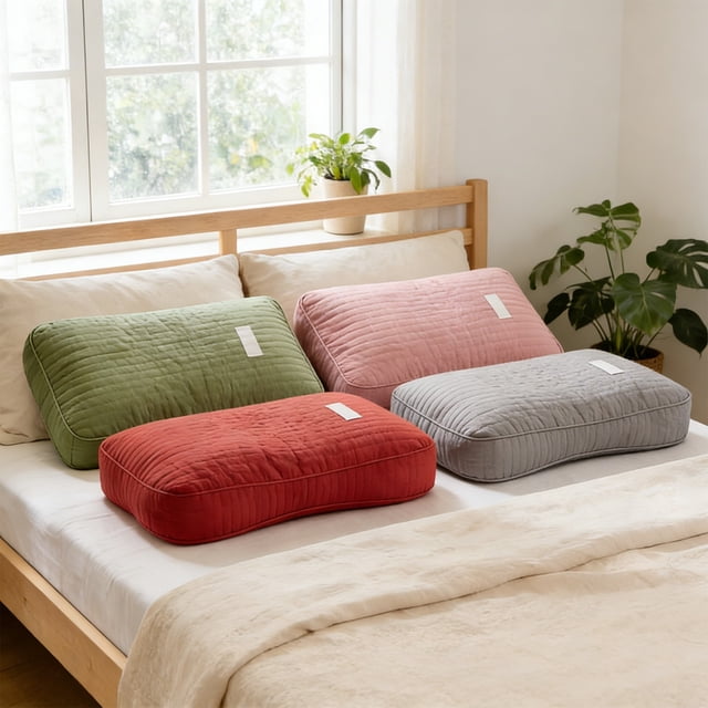 Lekihaqq Buckwheat Pillows For Neck Pain Relief Quilted Cottons Buckwheat Hull Filled Ergonomic Support Adjustable Height Pillow For Sleeping Breathable Home Bedroom