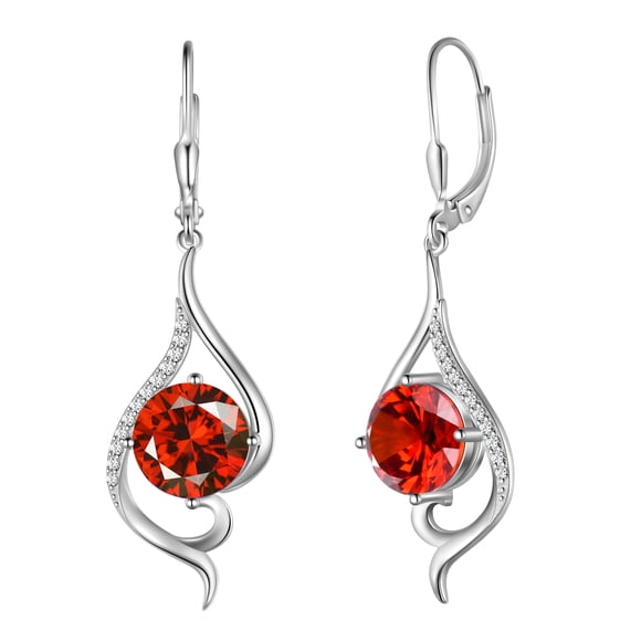 Juwaliy Aretes Colgantes para Mujer Aretes de Piedra de Nacimiento de Enero Granate Rojo Colgantes Plata Esterlina 925 Cierre de Palanca Joyería de Cola Madre Esposa Regalo de Navidad Cumpleaños San