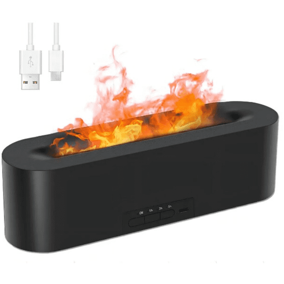 Humidificador Aromatizador Efecto Llama Led Negro