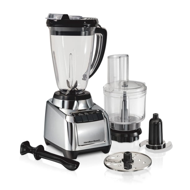 Licuadora Hamilton Beach 2 en 1 4 Velocidades 700 W 1.2 L Mod. 53520J Color Negro con Procesador de Amlimentos