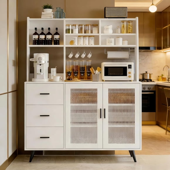 Armario de Cocina, Gabinete de Almacenamiento para Cocina con 3 Cajones y 2 Puertas