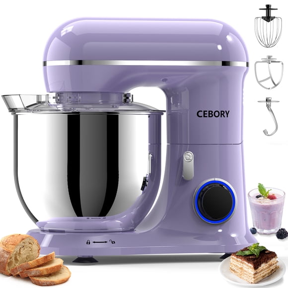 Batidora de Pedestal 3 en 1 Cebory, 6,5 QT Mezclador de Alimentos de 10 Velocidades