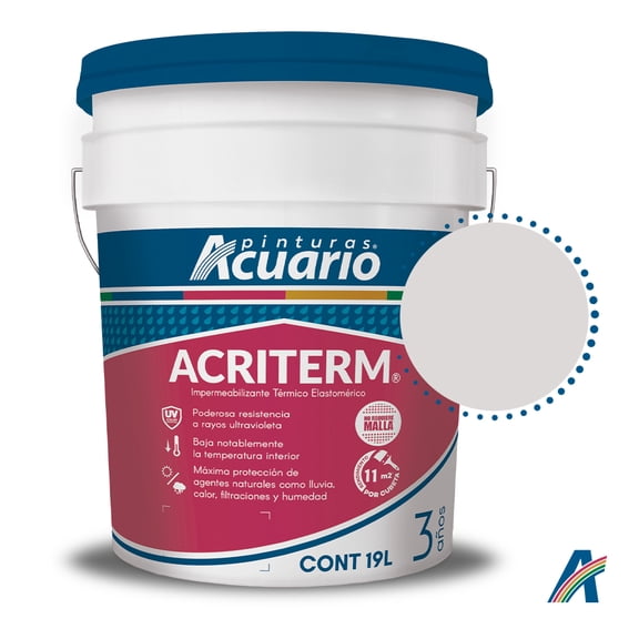 Impermeabilizante Térmico Elastomérico Pinturas Acuario Acriterm 3 Años 19 Litros Color Blanco