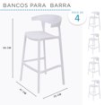 thumbnail image 2 of Set 4 Bancos Bar Cocina Desayunador Barra Respaldo Plástico Blanco, 2 of 6