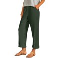 thumbnail image 2 of TaTaai Spring Fall Women's Linen Trousers Elastic Waist Wide Leg Straight Cut Loose Fit Ankle Length Casual Pants Solid Color Versatile Staple for Daily Style Gift, 2 of 9