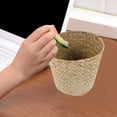 thumbnail image 3 of Cesto de basura tejido de paja natural Cesto de basura tejido Cesto de basura para sala de estar, 3 of 6