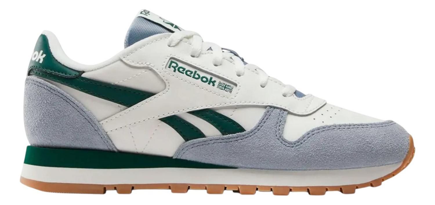 Tenis Reebok Mujer Classic Leather Gris Azul Casual marron 4 MX