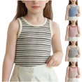 thumbnail image 1 of Blusas Cortas para Niñas - Blusas Cortas de Cuello Redondo para Niñas Casuales con Estampado de Rayas Ligeras sin Mangas Blusas Cortas Negras 2-3 Años, 1 of 6