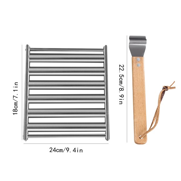 Cesta para asar salchichas de acero inoxidable con asador giratorio para barbacoa, mango de madera dura, 4 asadores, cocina 5 salchichas de manera uniforme en parrillas de gas o carbón.