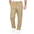 thumbnail image 4 of Amzcrzy Pantalones Clásicos Hombre Color Liso Cintura Elástica Cómodos Transpirables Elásticos Moda Informal Senderismo Pescar Correr Ejercicio Bolsillos Tallas S-3XL Marrón, 4 of 8