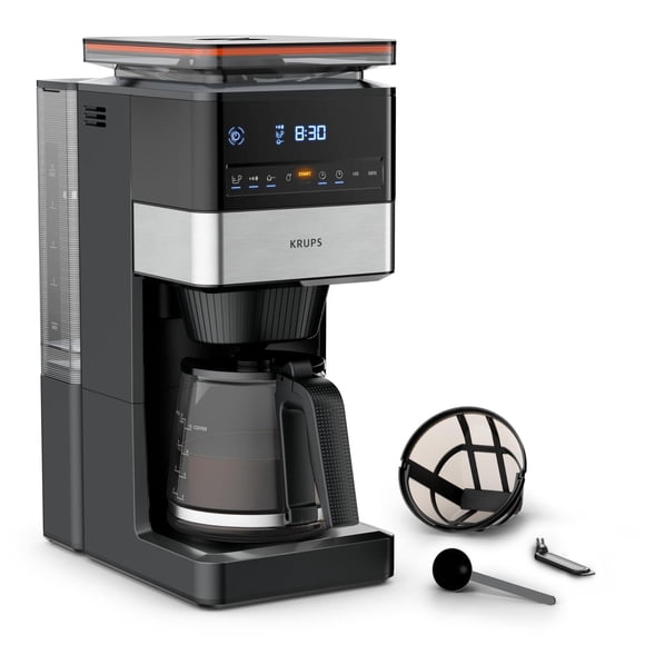 KRUPS Cafetera de filtro permanente con Molino Krups Aroma Grind and Brew, 14 tazas, Programable, KM