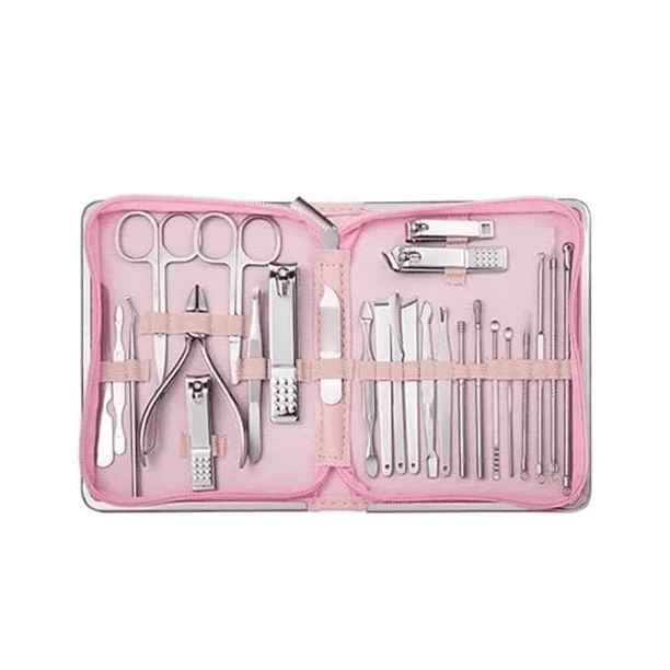 Kit De Manicura 26 En 1 Set Cortauñas De Acero Inoxidable Belug Rosa