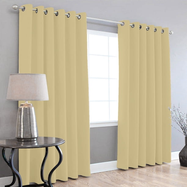 Cortinas Blackout 275cm Ancho X 215cm De Largo En 2 Paneles, 100% Microfibra Poliéster CHAMPAGNE