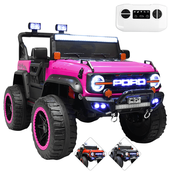 Montable Electrico Camioneta 4x4 para Niños Bluetooth Luces Led Control Remoto Batería 12v - Rosa