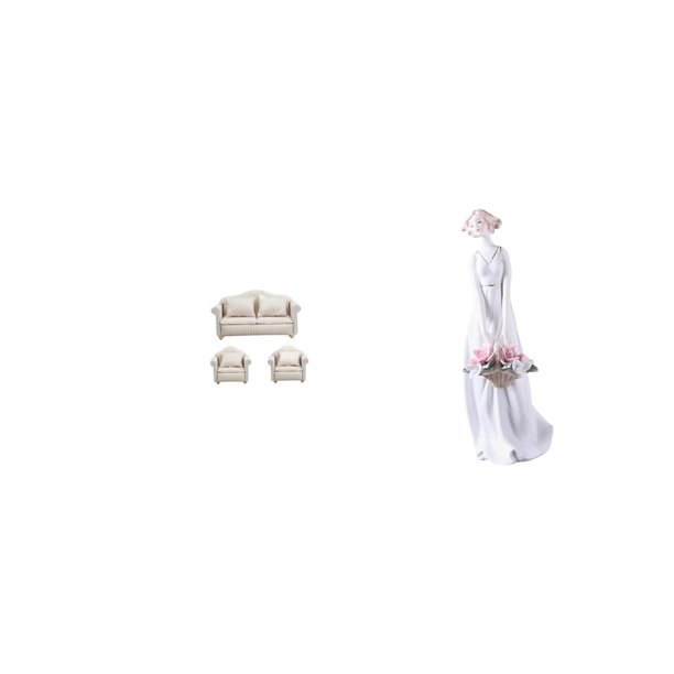 Sofá De Casa De Muñecas Y Conjunto De Figuritas Nórdicas De Porcelana Para Niña, Ideal Para Jardín De Hadas, Dormitorio, Sala De Estar, Estante O Escritorio. Decoración Moderna Para El