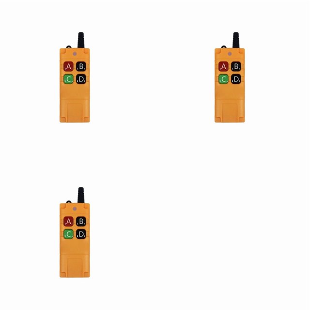 3X Control Remoto Inalámbrico Industrial de Alta Potencia, Resistente Al Agua y A Prueba de Caídas, Chip EV1527 ASK 2000M, Alcance, 433Mhz, 4 Botones