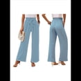 thumbnail image 3 of Pantalones de Salón Anchos para Mujer con Bolsillos, Cintura Alta, Ajustables, con Nudo y Holgados. Azul XL, 3 of 7