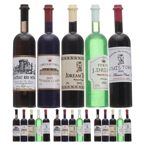 ColoMX 20pcs mini botellas de vinos Miniaturas fingir jugar mini botellas de vino adornos (1:12)