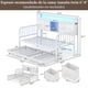 thumbnail image 2 of Cama Sofa Individual de Metal con Trundle Ajustable (Plegable con Ruedas), Cabecera con Almacenamiento, Luz LED, Estación de Carga, Cama Sofa para Sala/Dormitorio/ (196 * 112.5 * 107cm) Blanco, 2 of 9