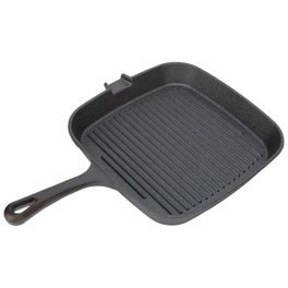 Grill Pan Nonstick Design Heat Resistant Handle Fast Heat Conduction Iron Stripe Frying Steak Skillet for Home Kitchen 22cm-OEIN