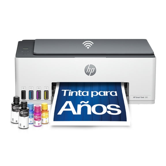 Impresora Multifuncional HP Smart Tank 580 con recarga de tanque de tinta continua