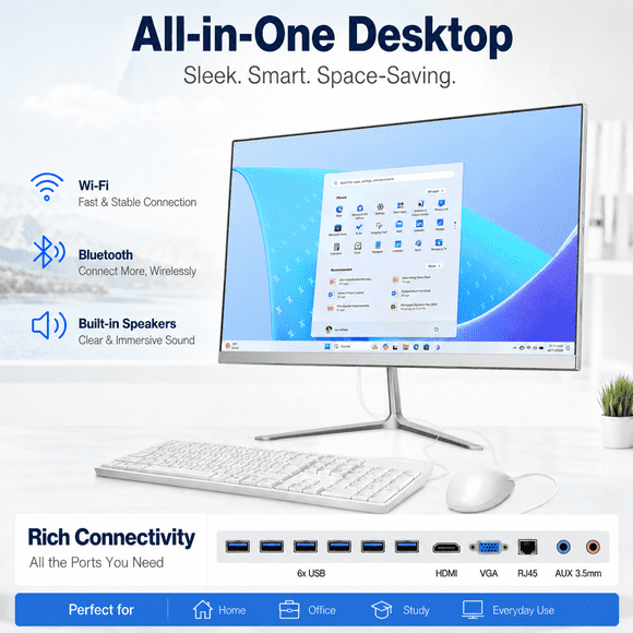 PTZZHEDM Computadora Empresarial Todo en uno de 23.8", Intel i7-3610QM, 8GB RAM, 512GB SSD, Win10 Pro, Blanco
