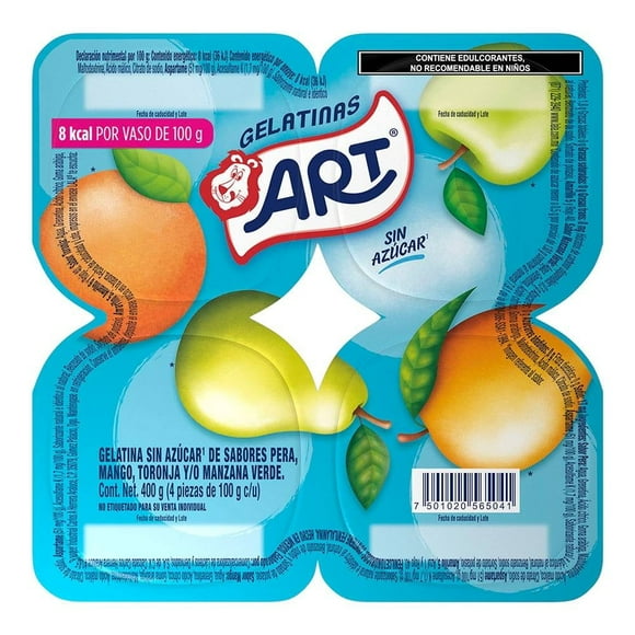 Gelatinas de Agua Art sin azúcar surtido 100 g 4 pzas