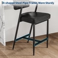 thumbnail image 1 of Bancos de Cocina con Respaldo Juego de 2 - Acabado Negro Texturizado Tipo Lychee - Reposabrazos Integrados y Asiento Grueso - Marco Metálico Estable para Barra o Comedor, 1 of 8