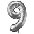 thumbnail image 1 of GLOBO METALICO DE NUMERO NUEVE GIGANTE 80CM PLATEADO, 1 of 2