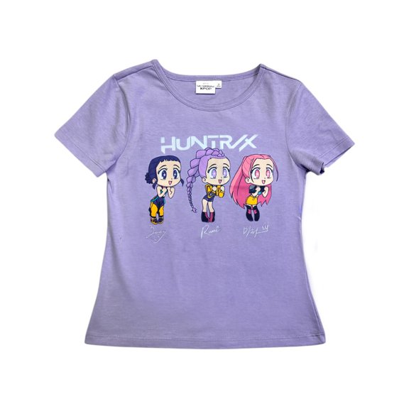 Playera K Pop Demon Hunters para Niñas, Manga Corta, Lila N, Talla 4