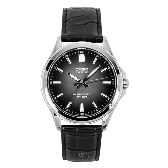 Casio Standard Analog Leather Strap Black Dial Solar MTS-RS100L-1AV Men's Watch
