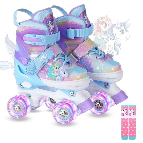 Patines Gingili Life ajustables con iluminación para niñas de 3 a 12 años