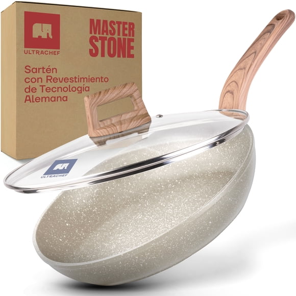 Sartén Ultrachef con Tapa de Vidrio Templado Revestimiento Antiadherente de Piedra de Alemania 20 cm