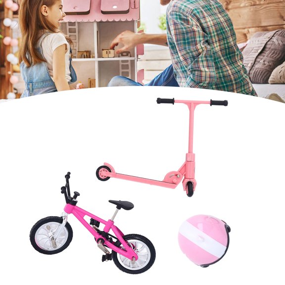 Juego De Scooter De Bicicleta En Miniatura, Juego De Casco De Bicicleta De Scooter De Casa De Muñecas De Jardín, Ideal Para Casas De Muñecas O Escenas De Jardín En Miniatura,