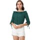 thumbnail image 1 of Blusa de lunares Allegra K de verano con cuello con volantes Verde M, 1 of 6