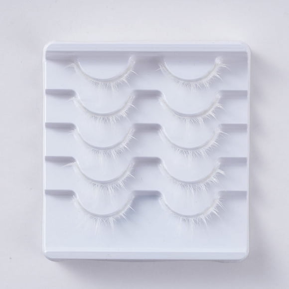 Zhuge Pestañas postizas de visón de colores, pestañas postizas de visón de gato largas y gruesas, rizadas y espectaculares, 15 pares (blancas)