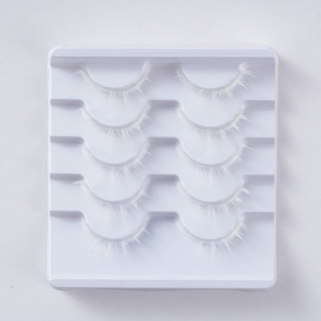 Zhuge Pestañas postizas de visón de colores, pestañas postizas de visón de gato largas y gruesas, rizadas y espectaculares, 15 pares (blancas)