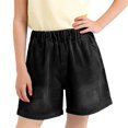 thumbnail image 4 of Shorts de Mezclilla para Niñas, Shorts de Mezclilla para Niños con Cintura Elástica y Cintura Elástica, con Bolsillo, Vacaciones de Verano, Jeans Ligeros Lavados, Negro 13-14 Años, 4 of 7