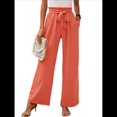 thumbnail image 2 of Pantalones de Salón Anchos para Mujer con Bolsillos, Cintura Alta, Ajustables, con Nudo y Holgados. Naranja XL, 2 of 7