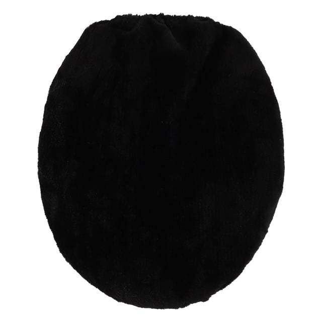 tapa de inodoro para baño, tapa de inodoro, tapa de tanque de inodoro, tapa de inodoro, tapa de asiento de inodoro a granel, tapa de inodoro, tapa de inodoro reutilizable Funda de poliéster negra vista cenital en forma ovalada para tapas estándar; tejido suave y acolchado con borde elástico visible, superficie de color sólido y resistente al polvo, tamaño aproximado 40x30 cm (15.7x11.8 in). También suele usarse como cubierta temporal para asientos plegables en eventos.