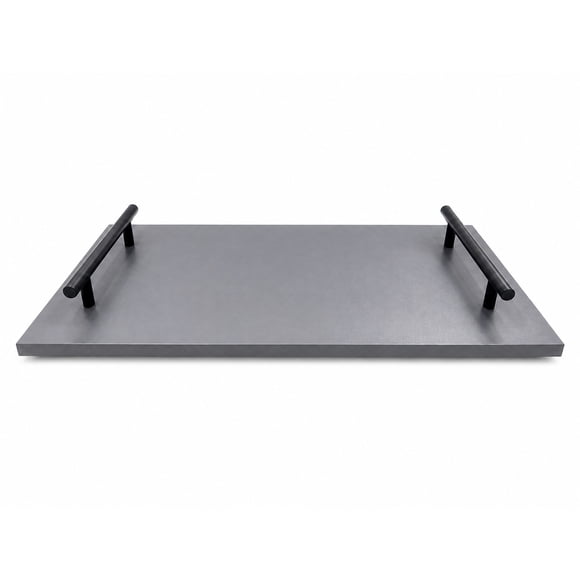 Charola De Servicio Grande 40x25 Cm Asas Bandeja Para Servir Gris
