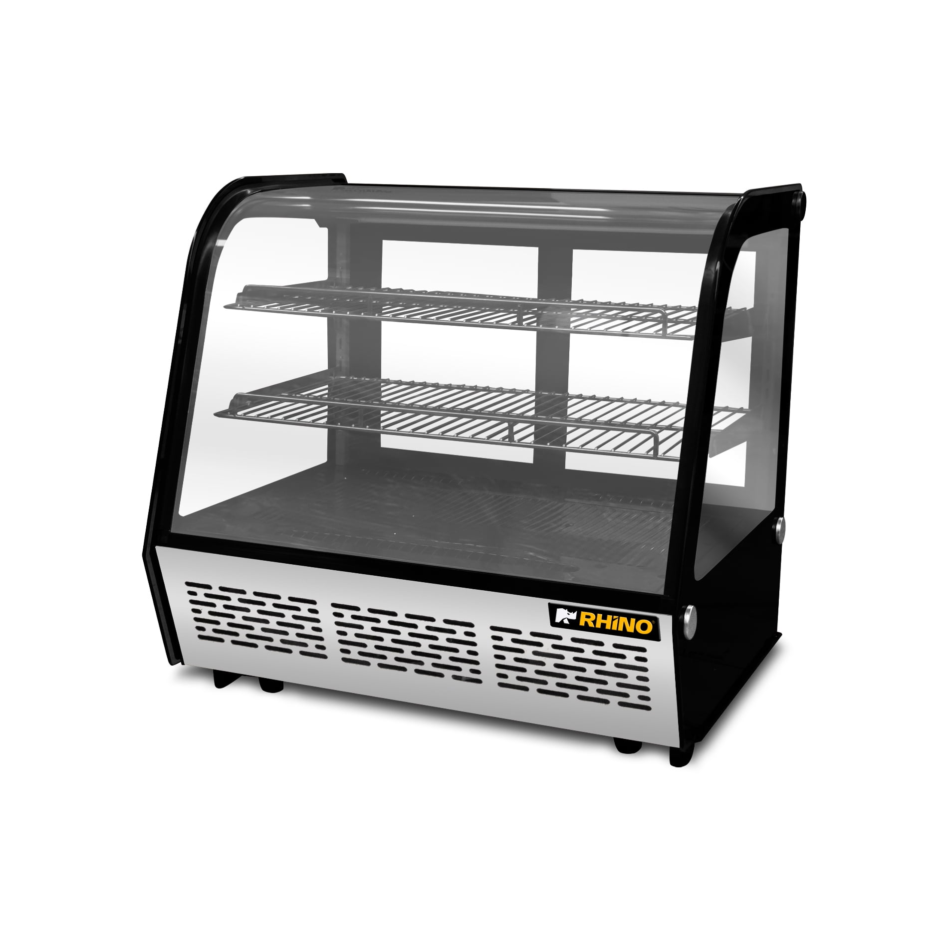 Vitrina Refrigerada de Mostrador Rhino, 120 L, Iluminación LED, Control de Temperatura 0 °C a 10 °C, Puertas de Cristal Curvo, VIREMO-120