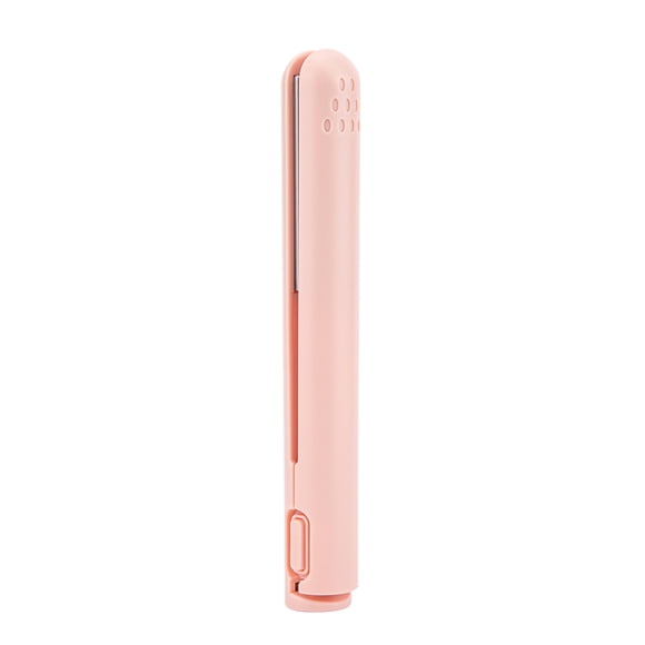 Mini plancha de pelo 2 en 1, cerámica USB, calentamiento, alisado, rizador, plancha plana, rosa