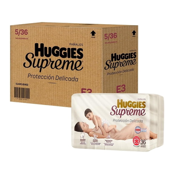 Pañales Huggies Supreme etapa 3 unisex 180 Piezas