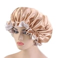 thumbnail image 3 of Capucha de sueño de capucha para mujeres con cabello , elástico suave sombrero de noche gorra para cabello Natural - Sunnimix Gorra de Sueño de las Mujeres Satin Satin Sleep, 3 of 8