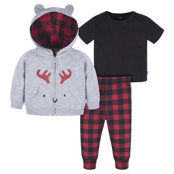 Set Playera, Sudadera con Capucha y Pantalón Gerber Rojo Talla 3-6 Meses