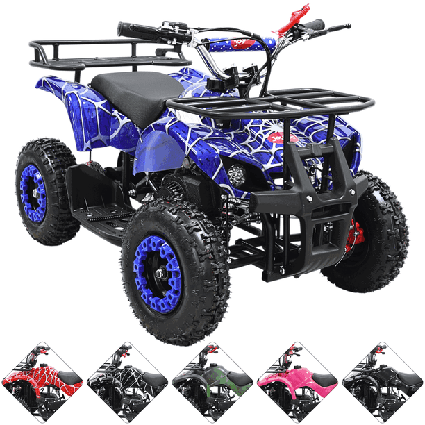 Cuatrimoto a Gasolina 49cc 2T Suspensión de Resorte Arranque Manual Freno de Disco Carga Máx 50 kg Hasta 40 km/h - Azul Spider